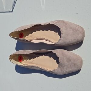 Neutral Suede Ballet Flats, NWT, 10